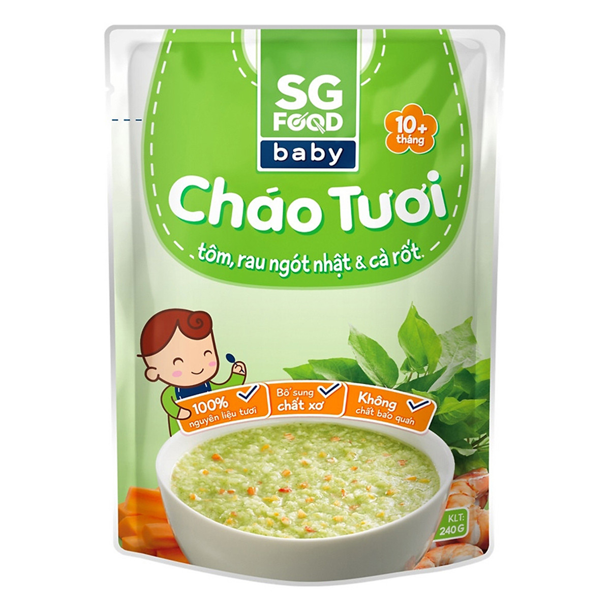 Cháo tươi Baby Sai Gon Food vị tôm, rau ngót Nhat &amp; ca rot 240g