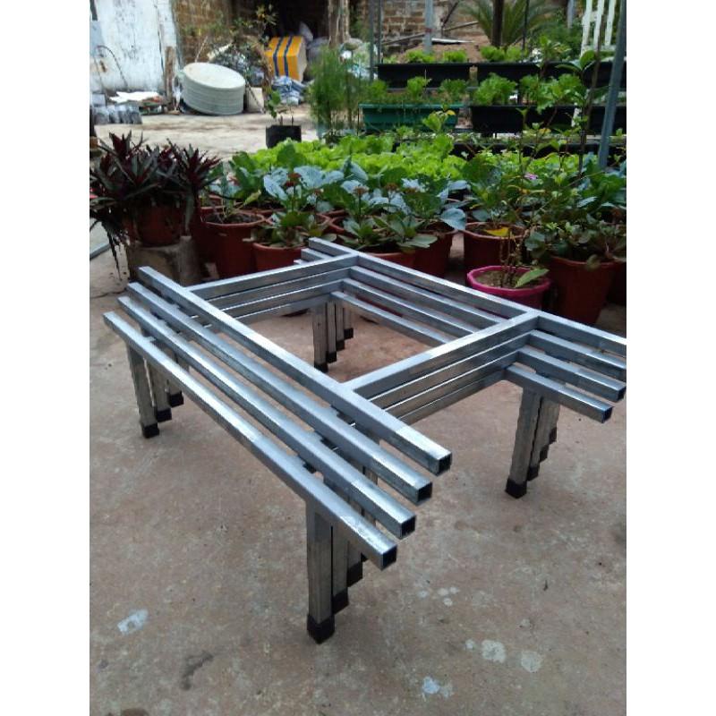 Kệ kê chậu trồng rau tại nhà-Kệ đôi- Hộp kẽm 20*20mm chống rỉ
