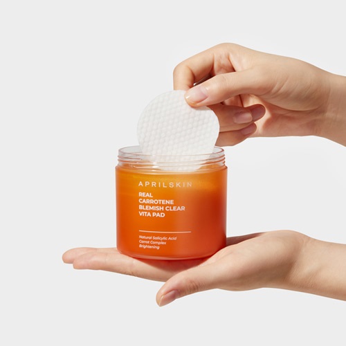 Bộ 4 Sản Phẩm Cà Rốt Giảm Mụn, Làm Sáng Da Aprilskin Carrotene( Cleanser + Vita pad + serum carrot + sunscreen) + Tặng Kèm 1 Băng đô tai mèo (màu ngẫu nhiên)