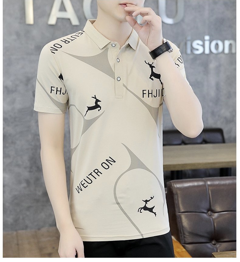 Áo Thun Nam, Áo Polo Nam Có Cổ Cotton Cao Cấp mẫu mới 2023 họa tiết con NAI cực đẹp 2 màu sang trọng lịch lãm