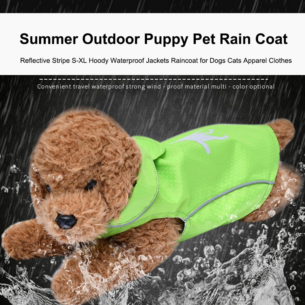 Summer Outdoor Puppy Pet Rain Coat with Reflective Stripe Waterproof Jackets Raincoat for Dogs Cats Apparel Clothes