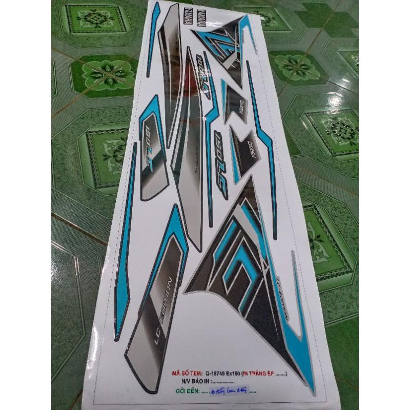 Tem rời ex 150 LC xanh xe bạc đen