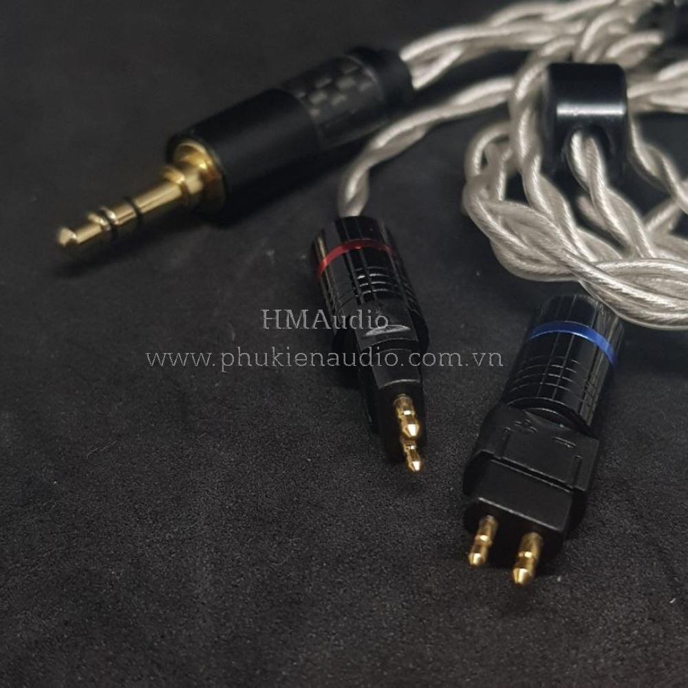 Dây tai nghe đồng mạ bạc OFC 1.2mm tết 4 - Connector Sens HD650 HD600 HD660s HD25 HD580