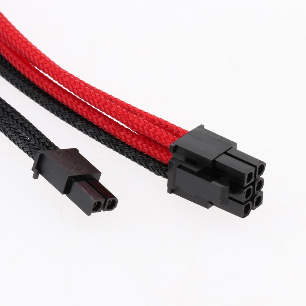 PCI-E 8-Pin Cable Extension 11.81in/30cm Sleeved Black & Red