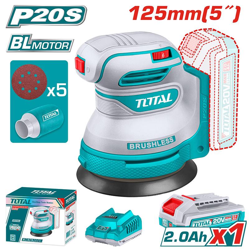 MÁY CHÀ NHÁM TRÒN KHÔNG CHỔI THAN DÙNG PIN 20V TOTAL TROSLI20021 - HÀNG CHÍNH HÃNG