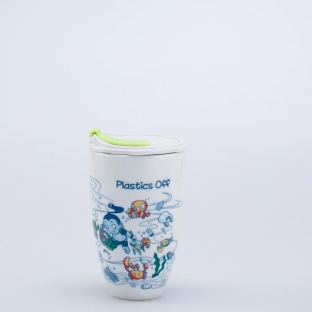 Ly Sứ Dưỡng Sinh Minh Long 480ml + Nắp Ống Hút - Sơn Tinh Thủy Tinh