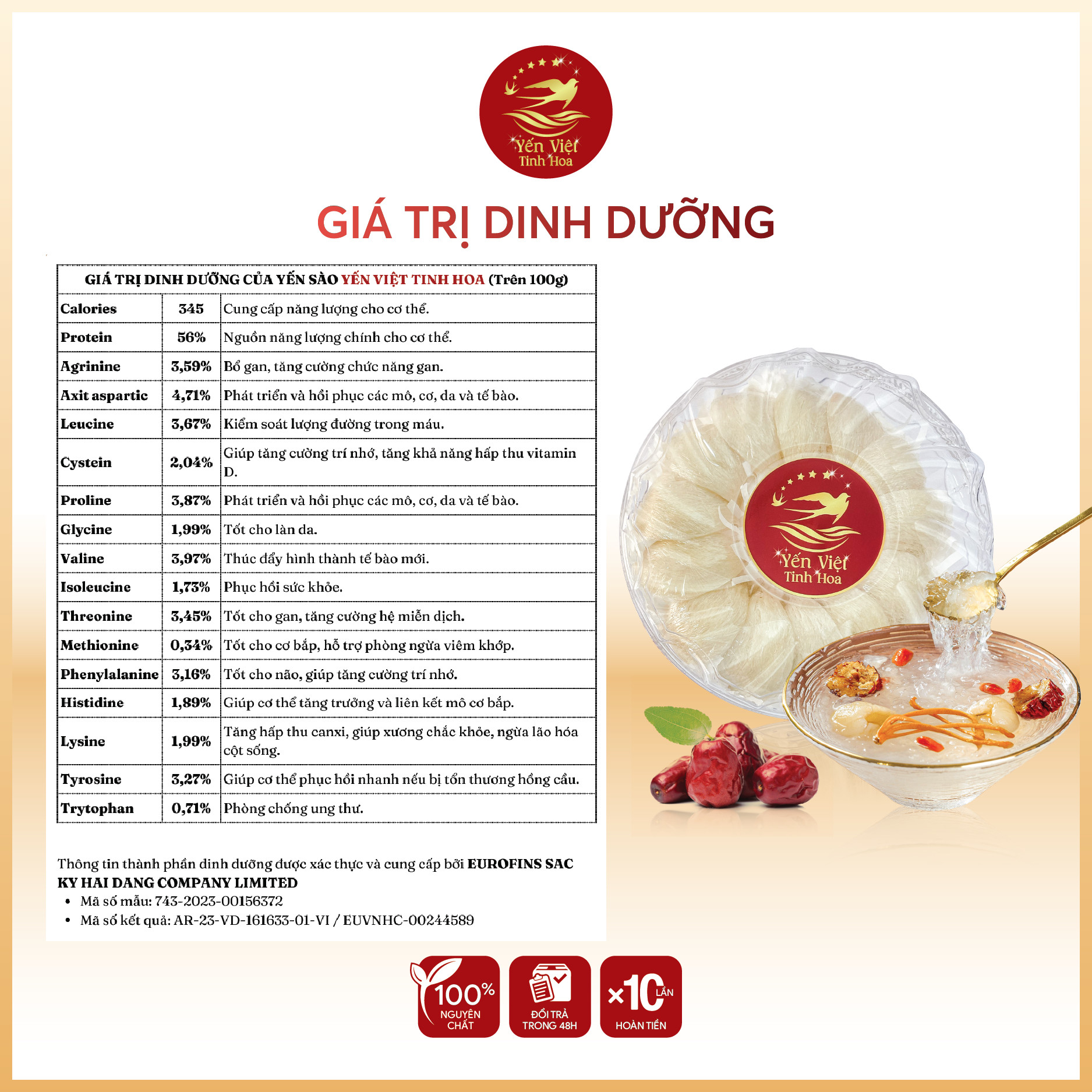 Tổ yến Tinh chế thượng hạng 100 gram Yến Việt Tinh Hoa - Hàng chính hãng