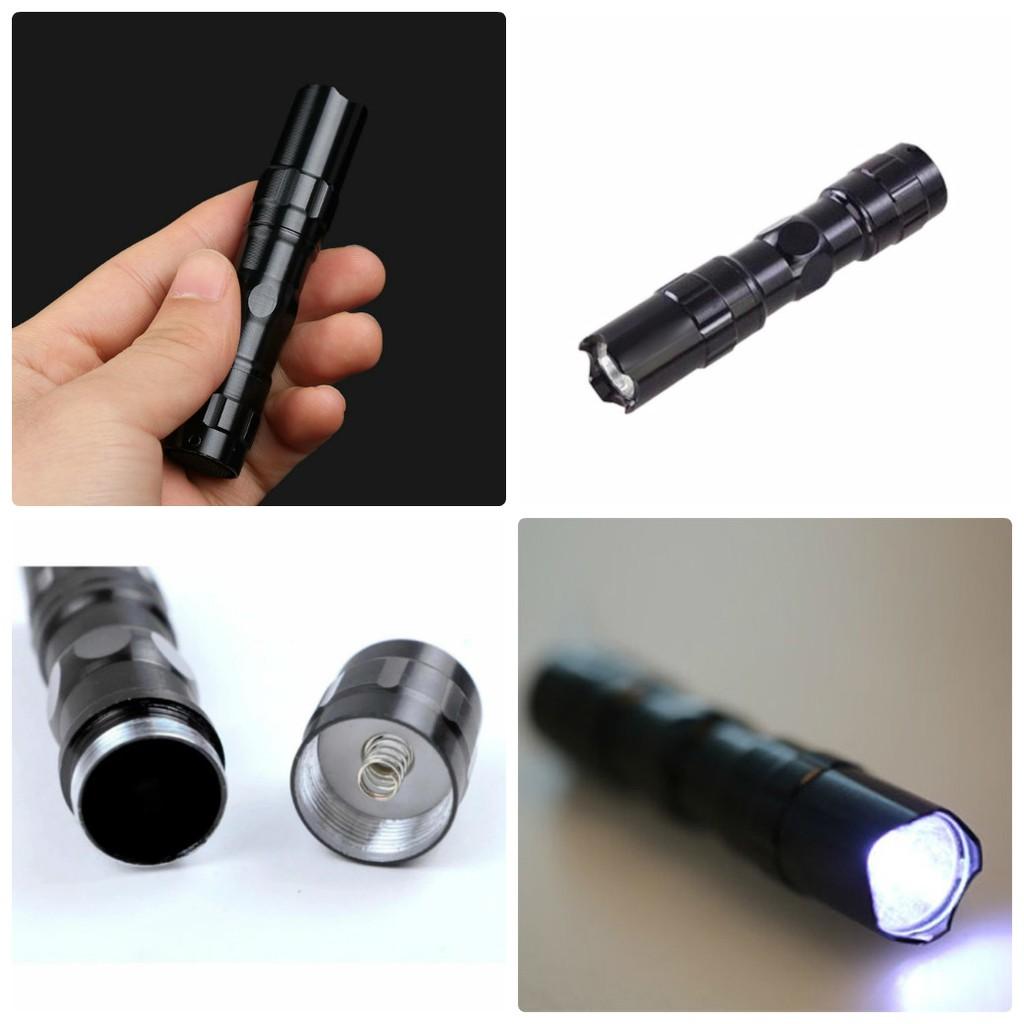 Đèn pin mini 3w, dài 9.5cm, dùng pin AA được làm bằng hợp kim nhôm đa năng chống nước