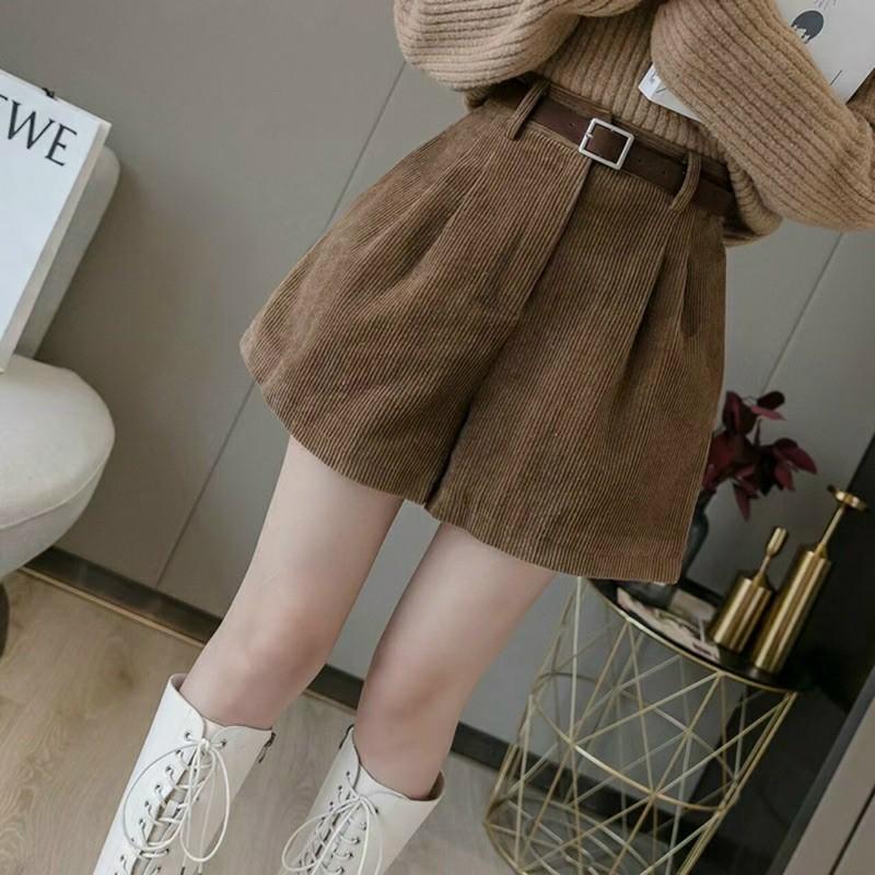 Quần short nhung nữ lưng cao vải nhung đẹp Hàn Quốc Q027
