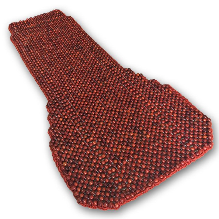 Đệm Lót Ghế Xe Ô Tô Hạt Gỗ Hương Đỏ Hạt 1.2cm - Đan kết viền mép cao cấp
