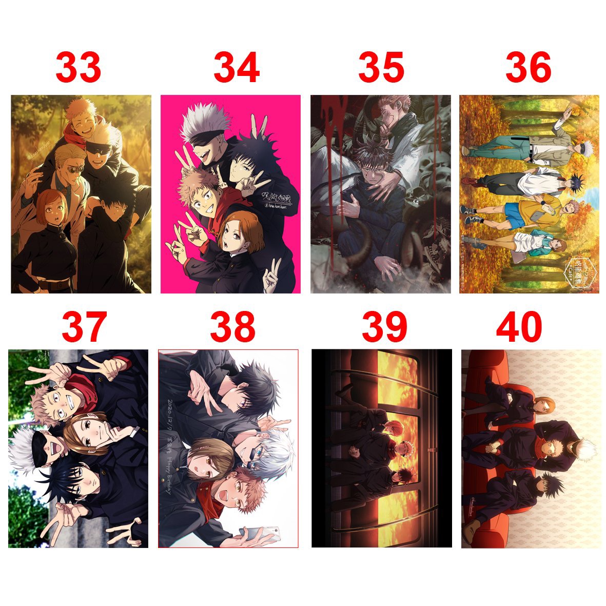 Tranh ảnh poster JuJutsu kaisen 6 tấm khác nhau