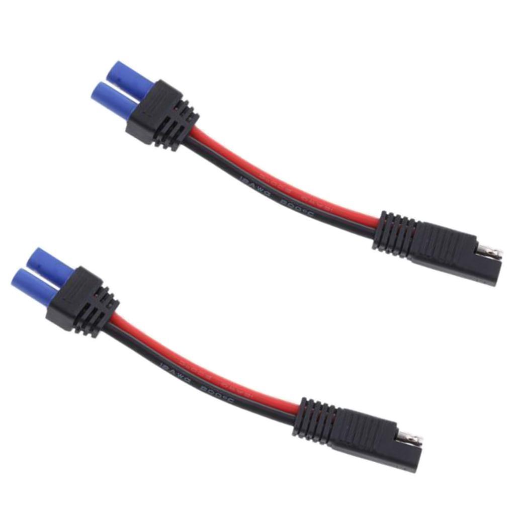 2Pieces 1-48V SAE to EC5 Female Power Adapter Cable for Car Solar Battery