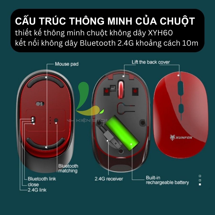 Chuột máy tính không dây XUNFOX XYH60 - Chuột gaming công nghệ truyền dẫn không dây 2.4GHz, DPI 1600 ấn tượng - Hàng nhập khẩu