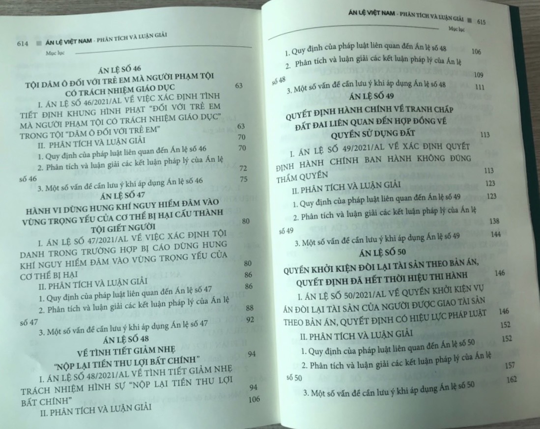 Án lệ Việt Nam - Phân tích và luận giải (Tập 2: từ án lệ 44 đến án lệ 70)