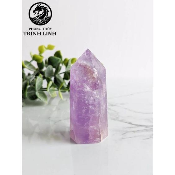 Trụ đá thanh tẩy T.A TÍM Lavender dùng trong Tarot, reiki, thiền định,yoga cân bằng, phong thủy (KHÔNG KÈM ĐẾ)