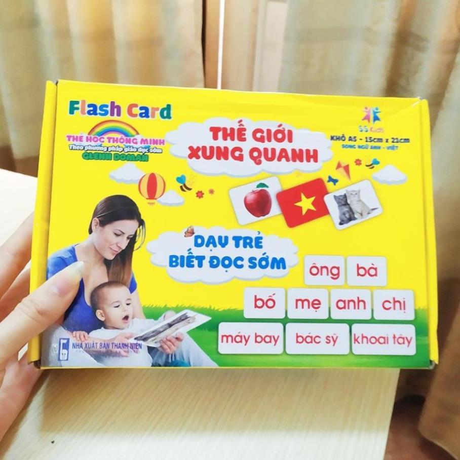 Bộ thẻ học THẾ GIỚI XUNG QUANH khổ A5 (15x21cm) LOẠI TO cho bé- 100 thẻ