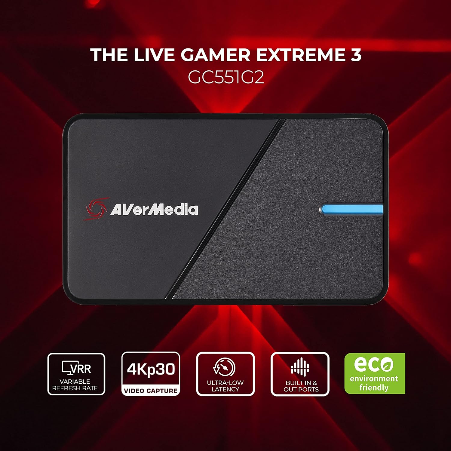 ROGTZ - Thiết Bị Ghi Hình Live Gamer Extreme 3 AVerMedia GC551G2 - Ghi Hình 4K, Hỗ Trợ VRR, Độ Trễ Cực Thấp, Không Giật Lag, Tương thích đa thiết bị PS Xbox One X/S Switch PC Mac Phần Mềm RECentral Mạnh Mẽ Chỉnh Sửa Video Youtube Twitch - Hàng Chính Hãng