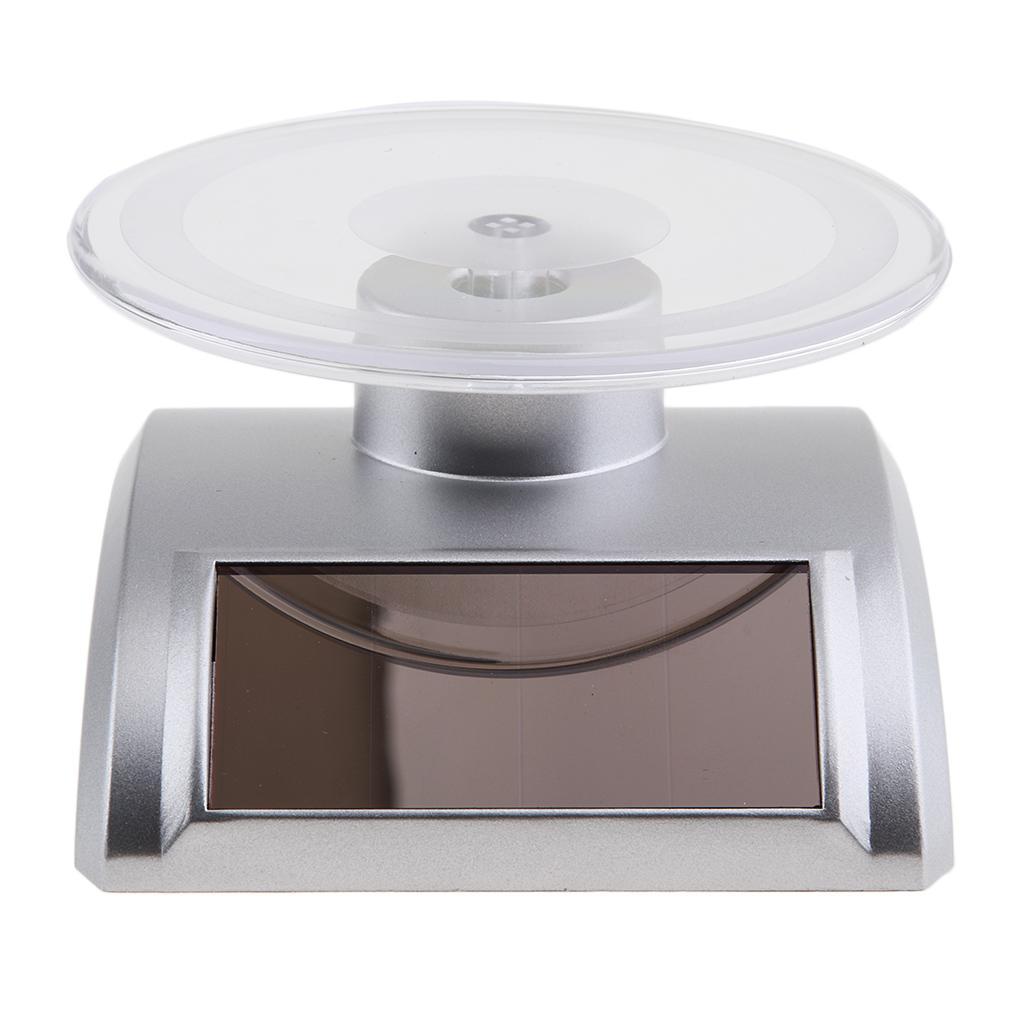 2PCS Mini Solar Powered Turntable Rotating Display Stand Jewelry Cell Phone