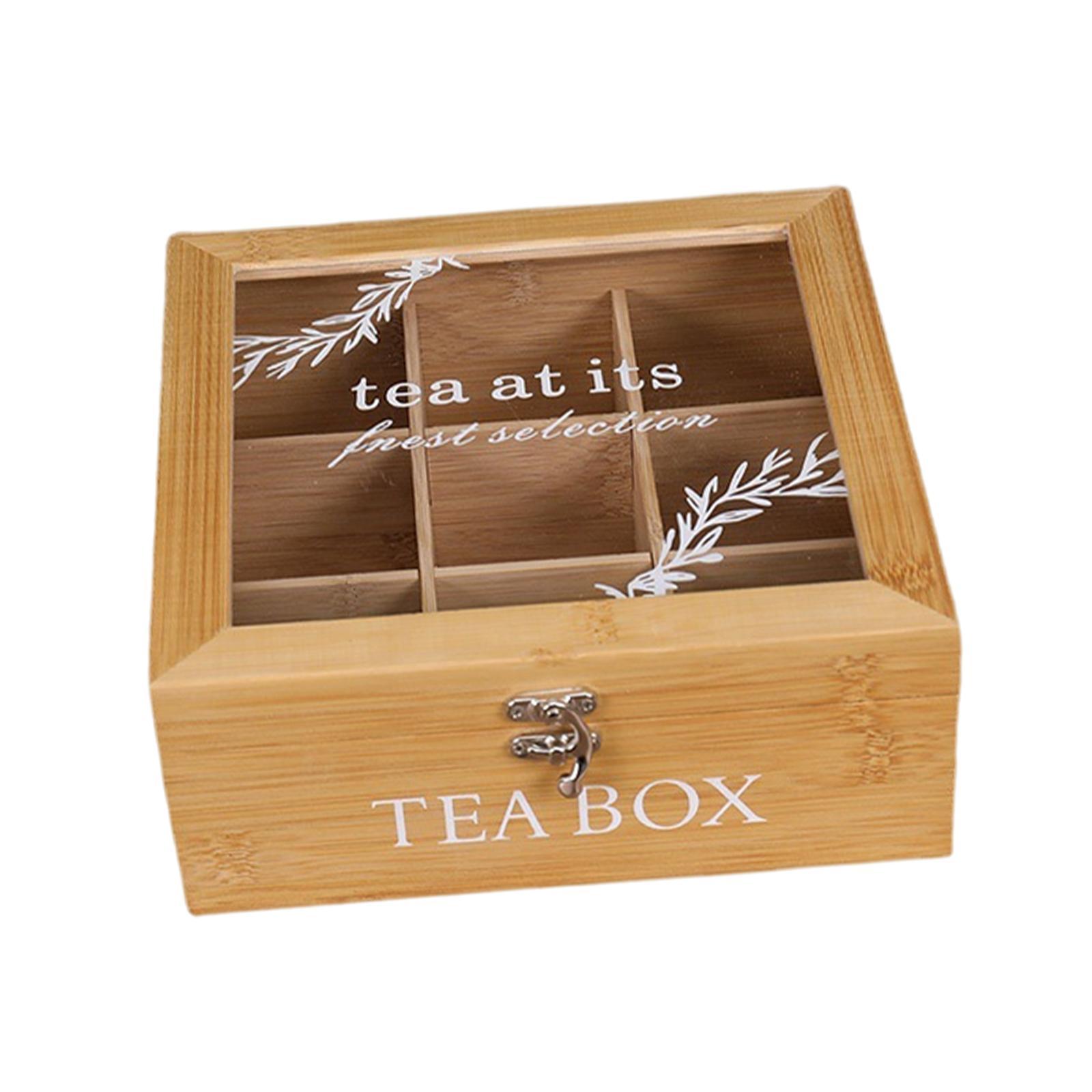 Tea Holder Jewelry Organizer Wooden Chest 9 Compartments Coffee Tea Candies Bin Storage Compartments Cabinets for Kitchen Cabinets Decor