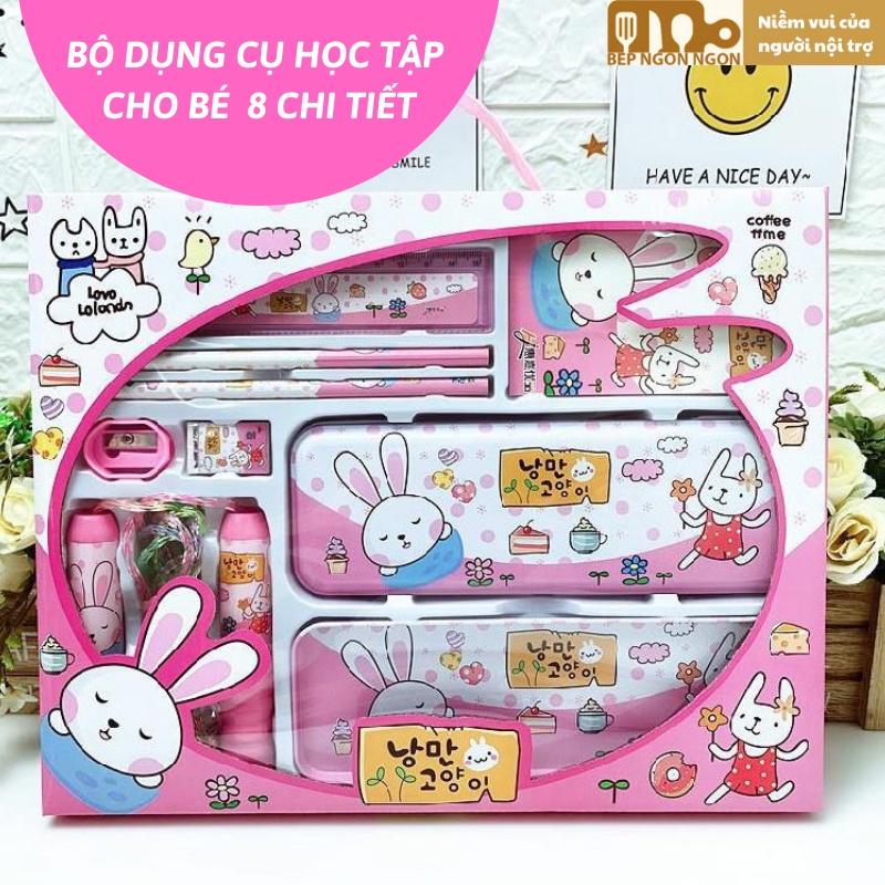 Bộ dụng cụ học tập 8 món kèm hộp quà lung linh cho bé