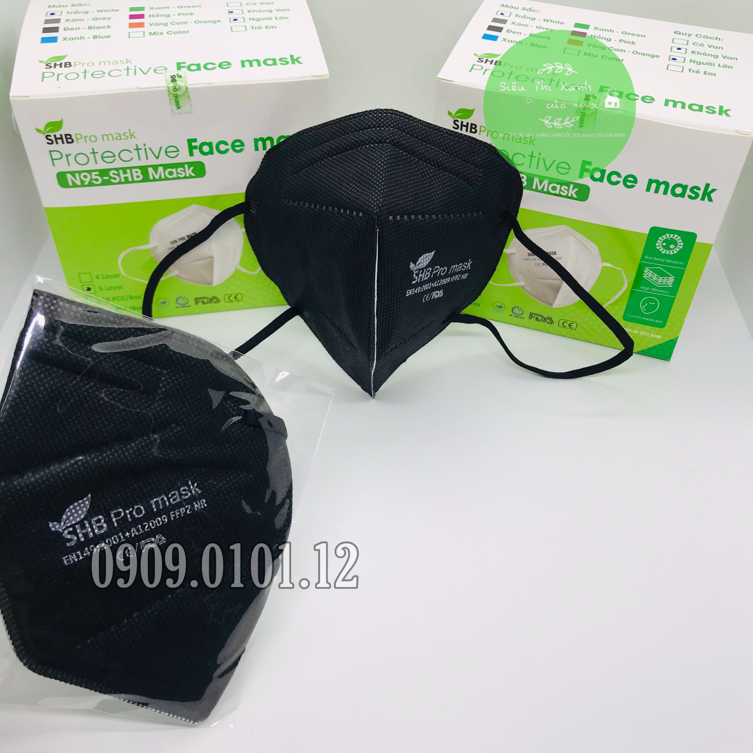 Khẩu trang n95 SHB Pro mask chính hãng, Kn95 cao cấp 5 lớp kháng khuẩn chuẩn FFP2