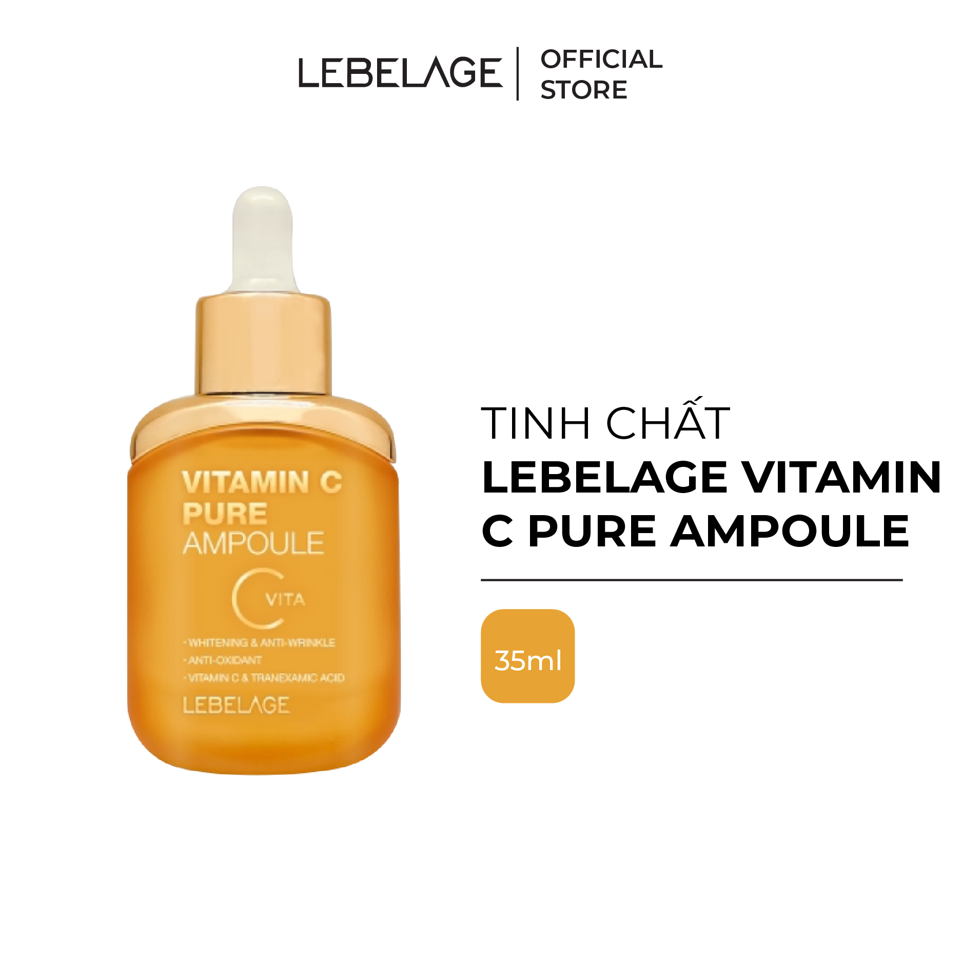 Serum Tinh Chất Dưỡng Giảm Thâm Tàn Nhang Trắng Da - Giúp Da Săn Chắc Lebelage Vitamin C Pure Ampoule 35ml