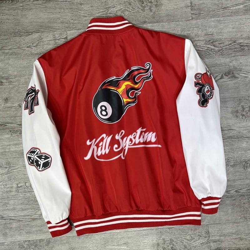 Áo khoác dù Áo varsity Bomber Kill System vài dù nam nữ Kun Shop