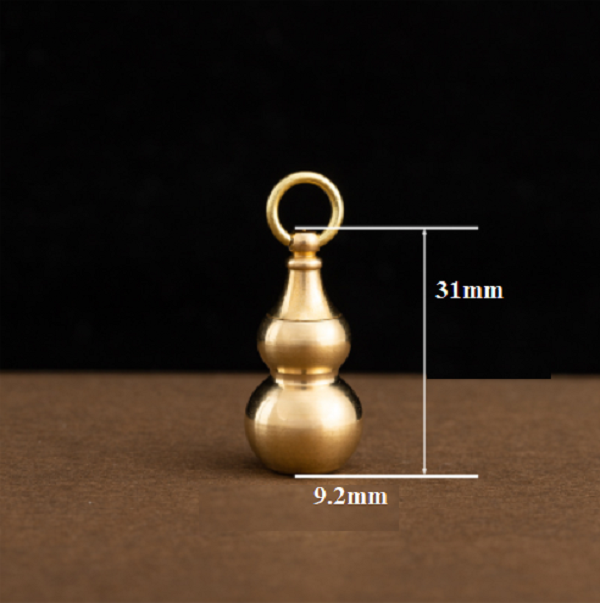 Móc Khoá Hồ Lô Bầu Đồng kèm Chu sa 31mm