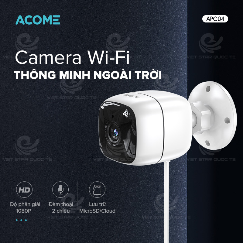 Camera Wifi Ngoài Trời Chống Nước Cố Định ACOME, Độ Phân Giải 1080P, Bắt Wifi Cực Tốt, Dùng APP ACOME IOT - Hàng Chính Hãng