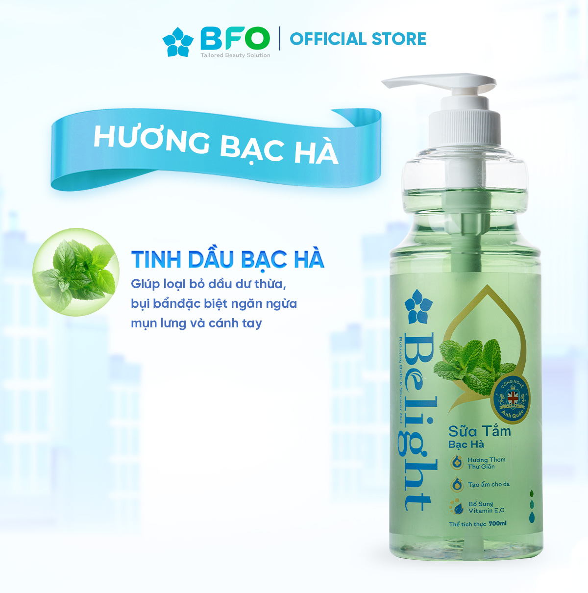 Sữa Tắm Tinh Dầu Thư Giãn Thiên Nhiên Belight Giúp Da Mềm Mại Ngừa Mụn Lưu Hương Suốt Ngày Dài Dung Tích 700ml