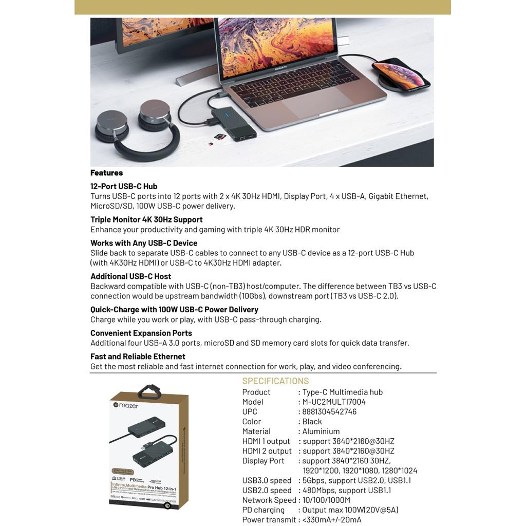 Cổng Chuyển Đổi cho Mazer 12-in-1 USB-C Multimedia Pro Hub - Hàng Chính Hãng