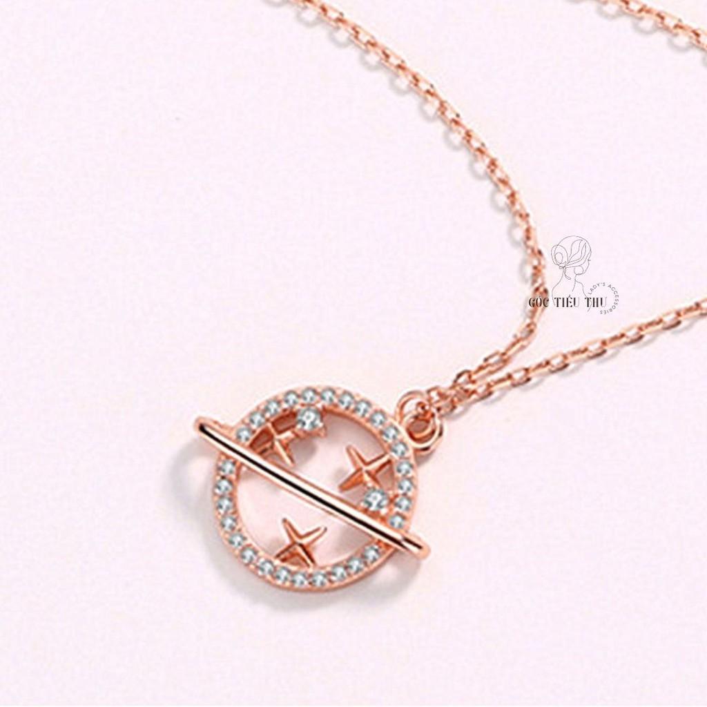 Vòng Cổ Sao Thổ Hợp Kim Đính Đá Hai Màu Vàng Bạc - MS003