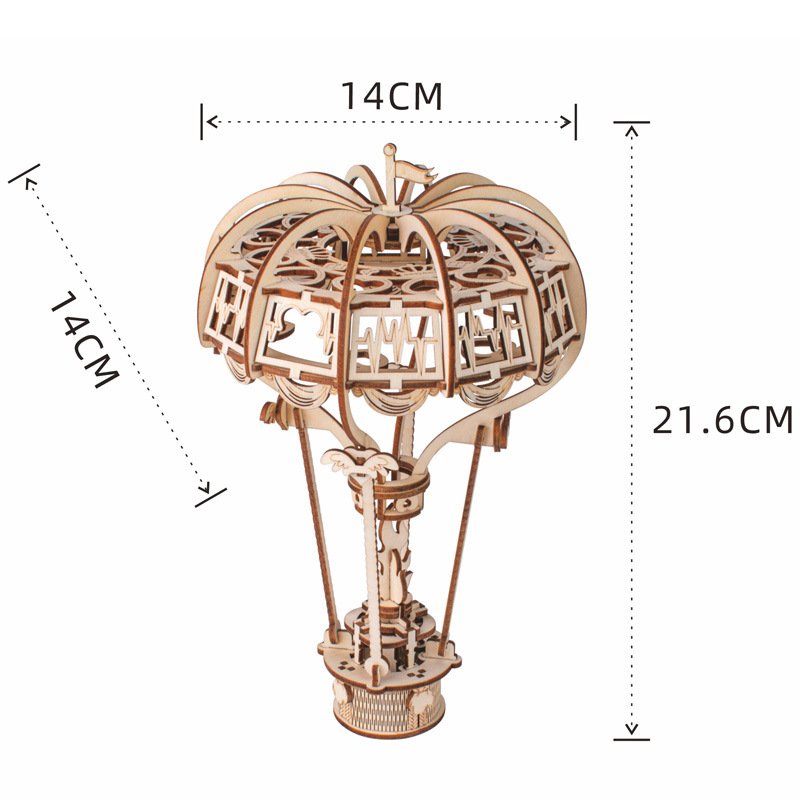 Đồ chơi lắp ghép gỗ 3D Mô hình Khinh khí cầu và Xe Bí Đỏ Laser