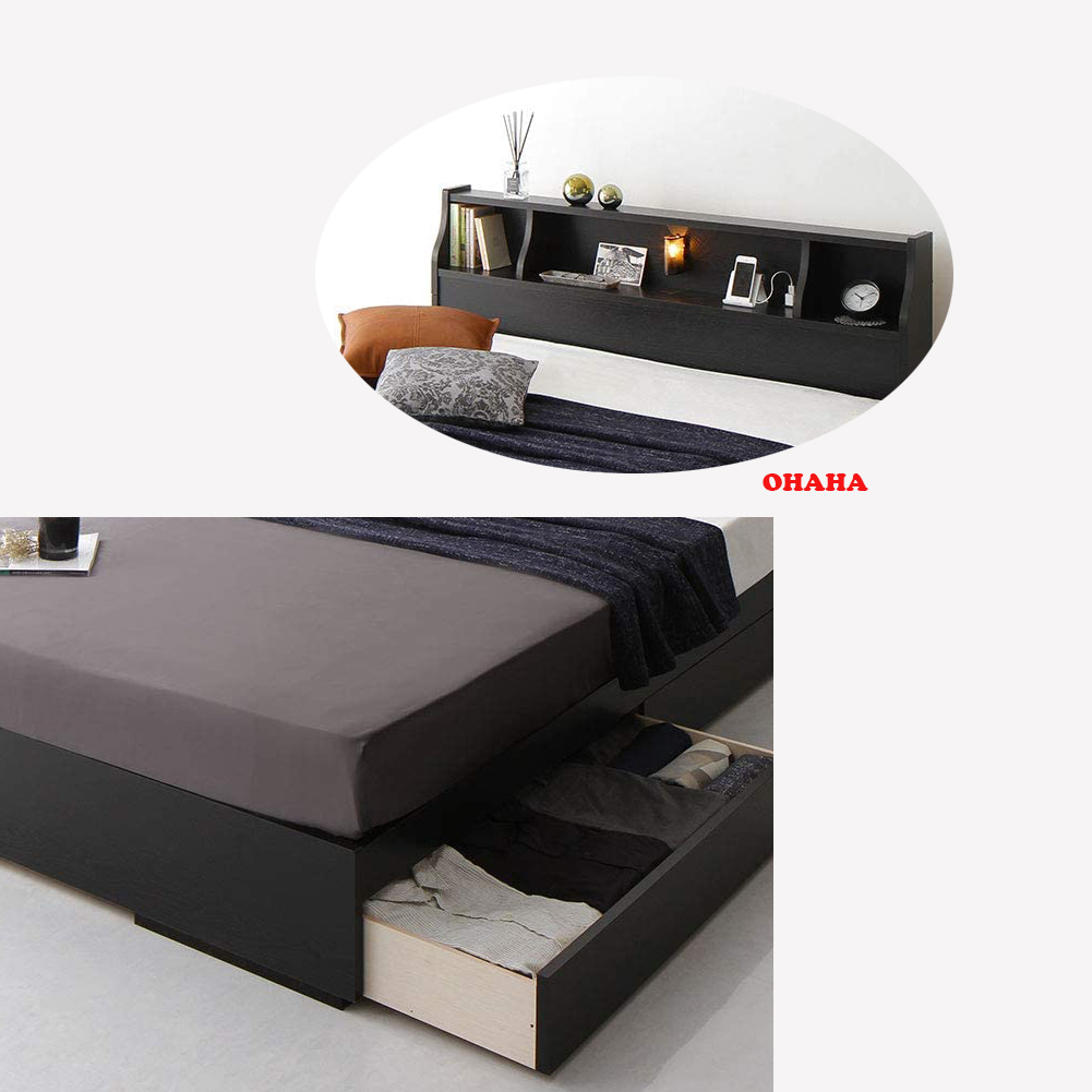 Giường ngủ gỗ Công Nghiệp Cao Cấp OHAHA chuẩn Nhật - Black Bed