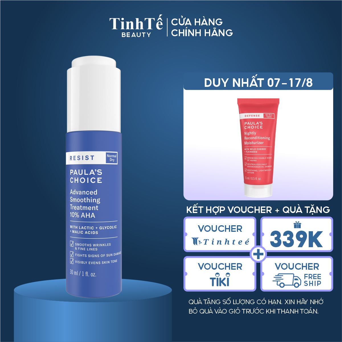 Tinh chất làm sáng và đều màu da Pauls's Choice Advance Smoothing 10% AHA 30ml (Nhập khẩu)