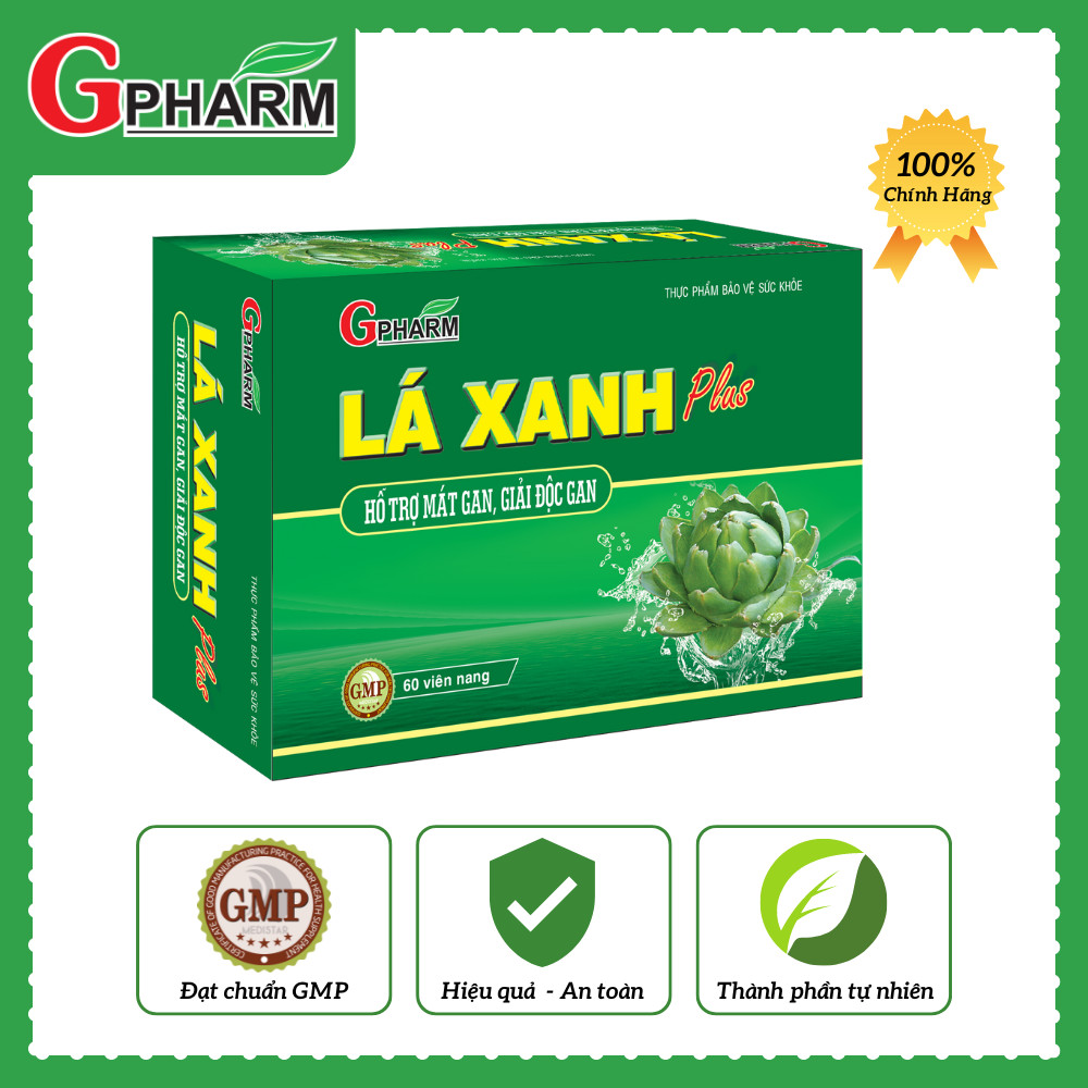 Thực phẩm bảo vệ sức khỏe Viên uống LÁ XANH PLUS hỗ trợ thanh nhiệt, giải độc, mát gan