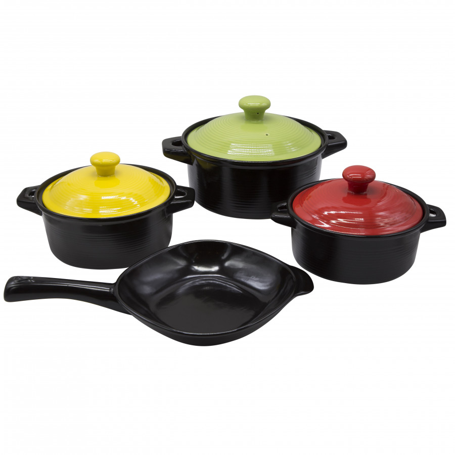 Bộ 3 nồi sứ Molise + Chảo sứ vuông phi 27cm Royalcooks