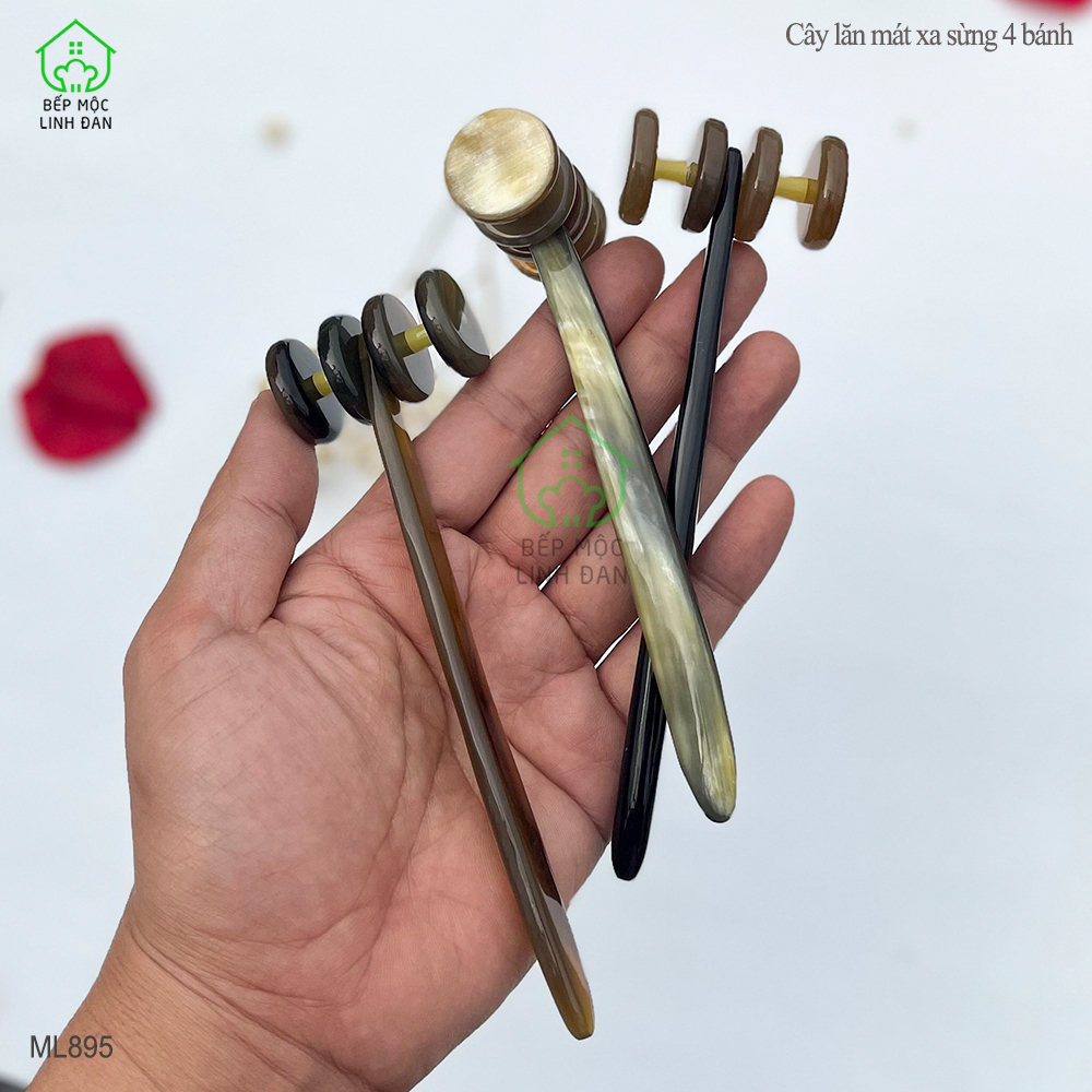 Cây Lăn 4 Bánh Massage Bằng Sừng - Giúp Làm Mịn Da &amp; Lưu Thông Khí Huyết [ML895]