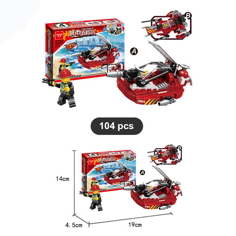 Đồ chơi lắp ráp mô hình toa xe cứu hỏa 8in1 loại lớn