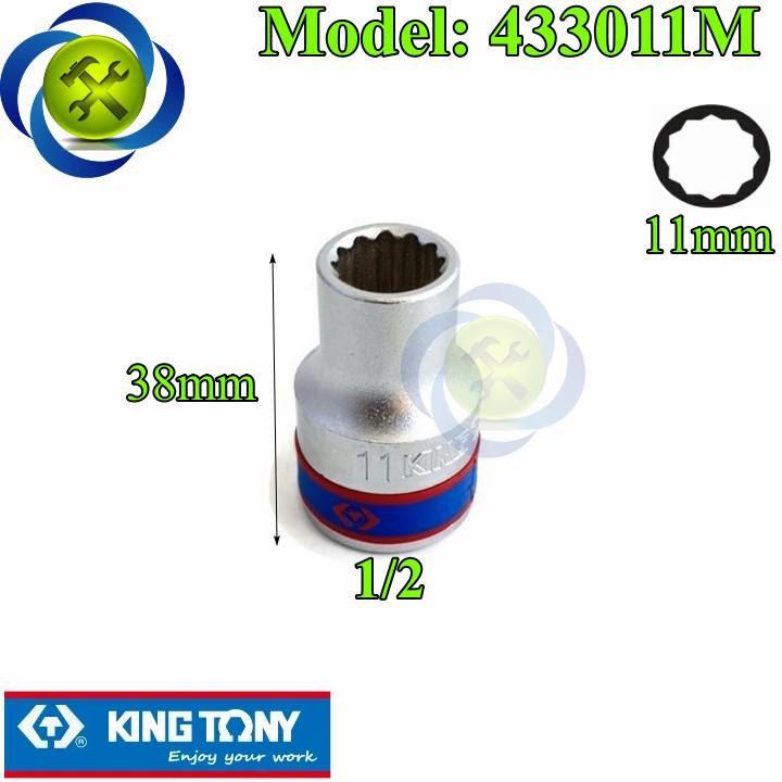 Tuýp 11mm 1/2 Kingtony 433011M 12 cạnh màu trắng dài 38mm