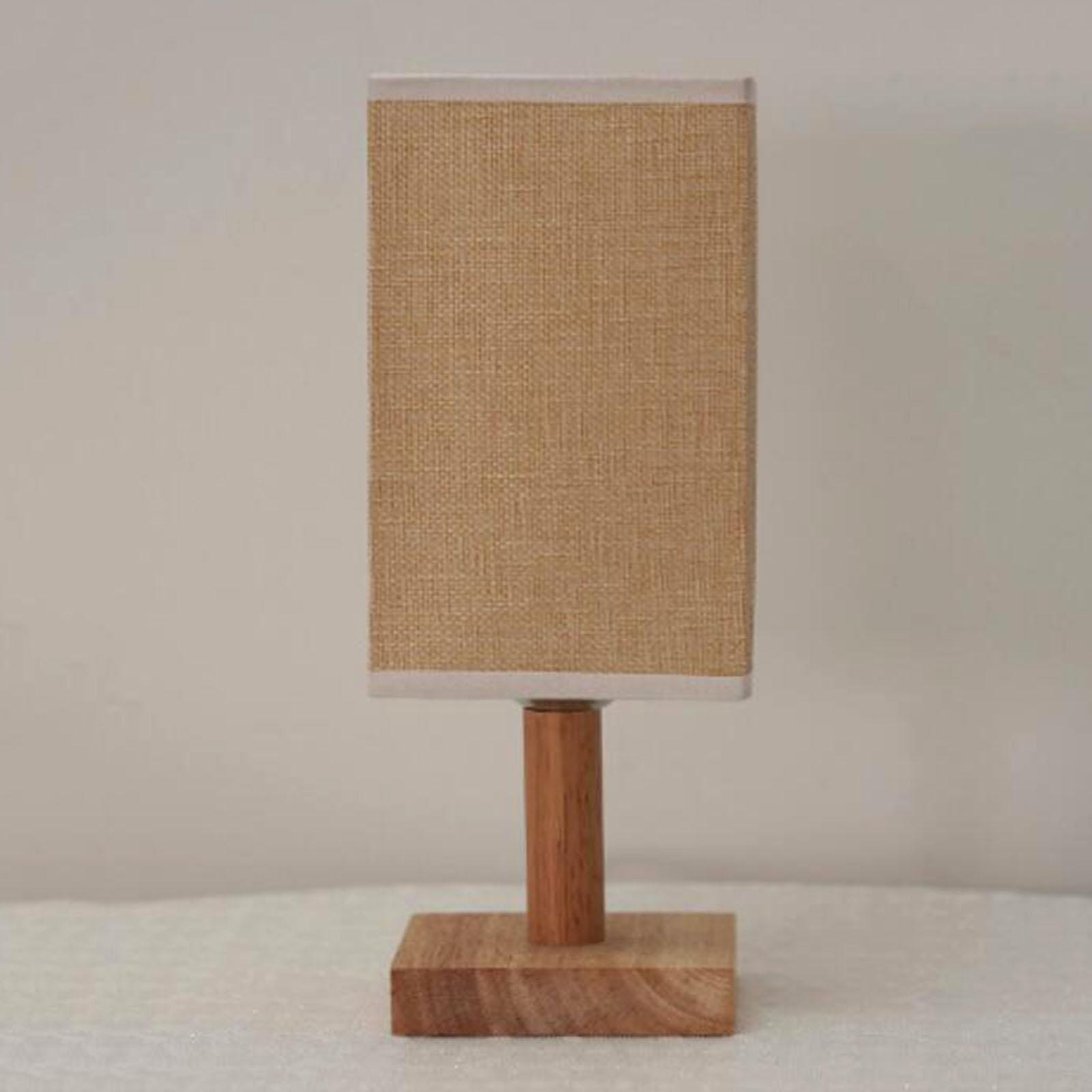 Bedside Table Lamp Decorative with Flaxen Fabric Shade Wood Base Warm White