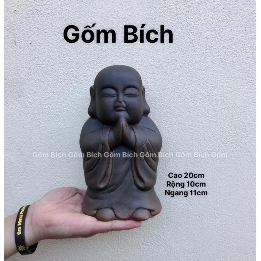 Tượng Gốm Chú Tiểu Tự Tại Gốm Sứ Bát Tràng Decor Trang Trí - Gốm Bích