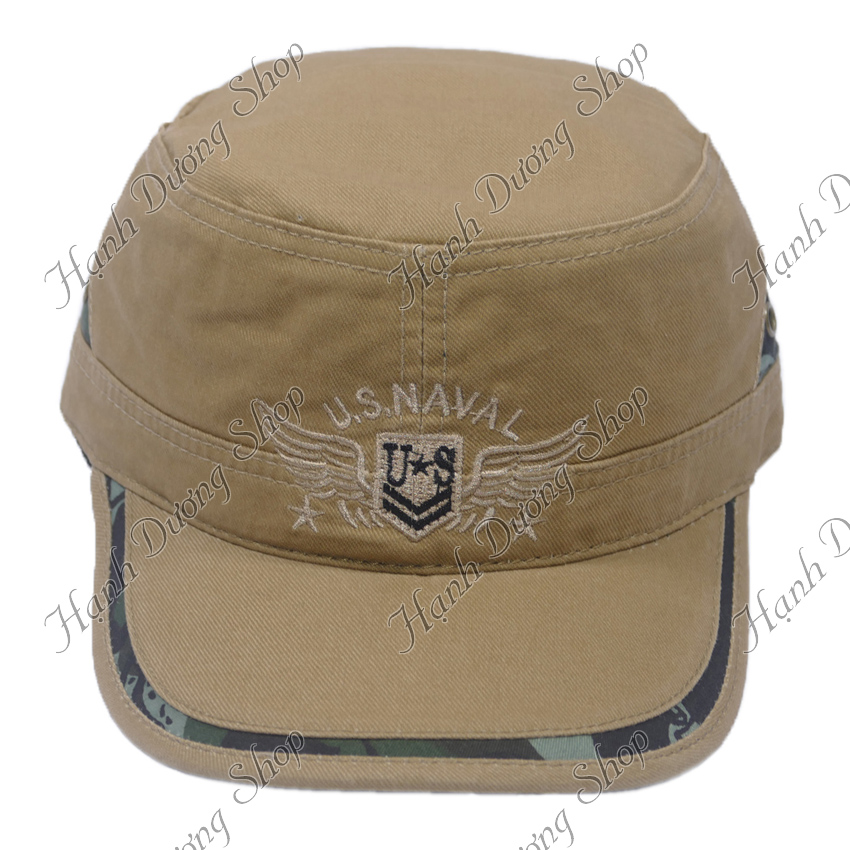 Nón kết đầu bằng bít đuôi thêu chữ US Naval vá lính ở mỏ kết độc đáo, vòng đầu 58cm