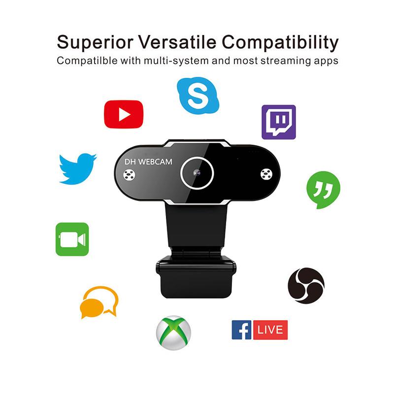 HD 1080P Webcam 2K Máy tính PC Máy tính PC có micrô để phát trực tiếp cuộc gọi video Hội nghị làm việc Webcam làm việc
