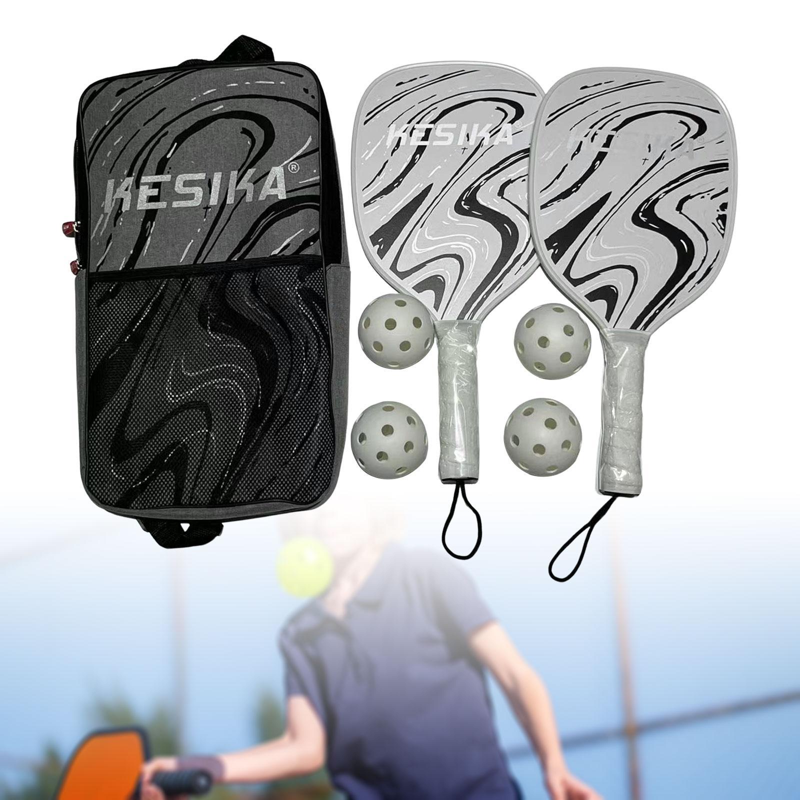 Pickleball Paddles Pickleball Racquets with 2 Rackets 4 Pickleballs Fiberglass Rackets Portable Pickleball Rackets