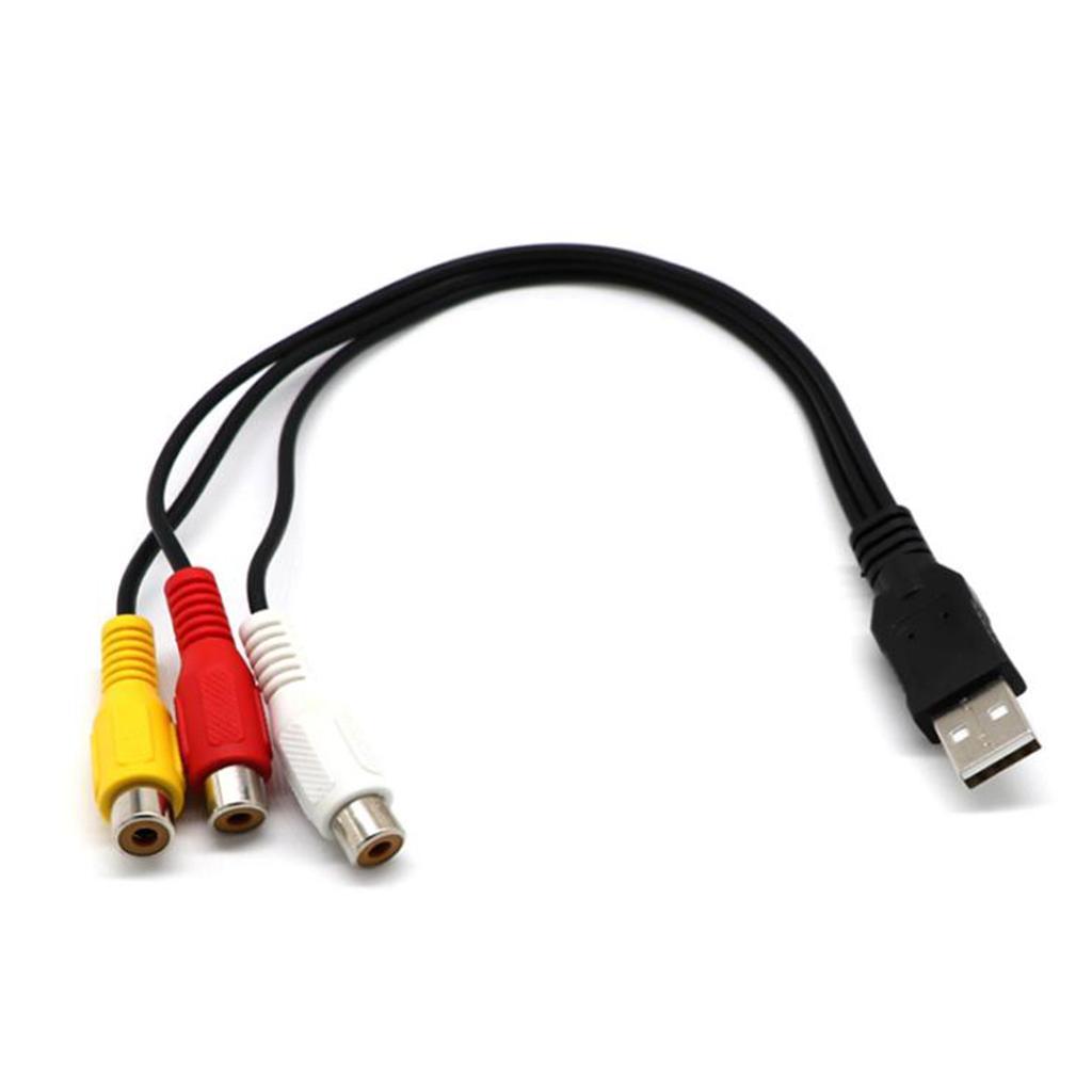 USB Male to 3 RCA Female Video AV Cord Converter Adapter Cable