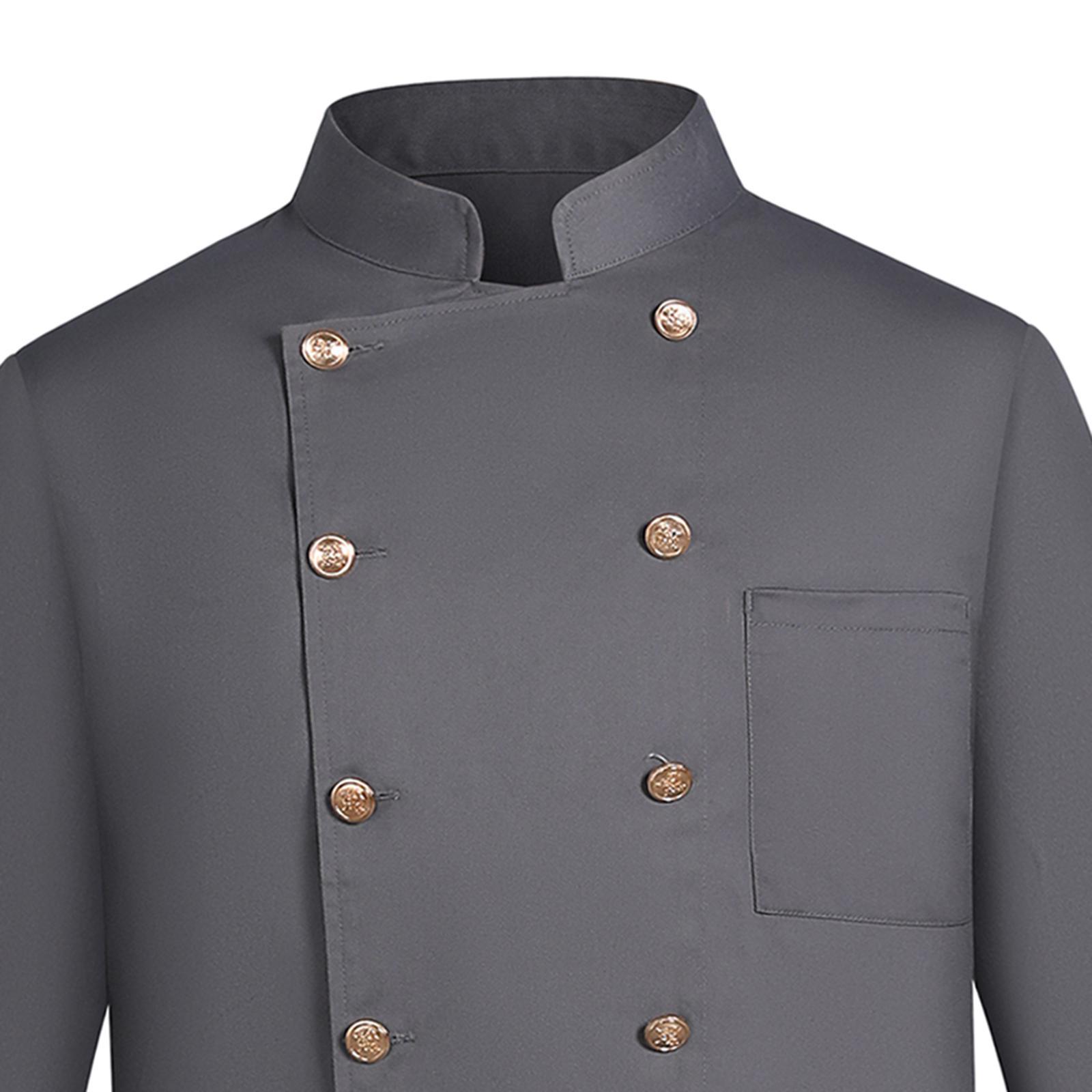 Chef Jacket Waiter Gray Wear Resistant Chef Coat for Kitchen