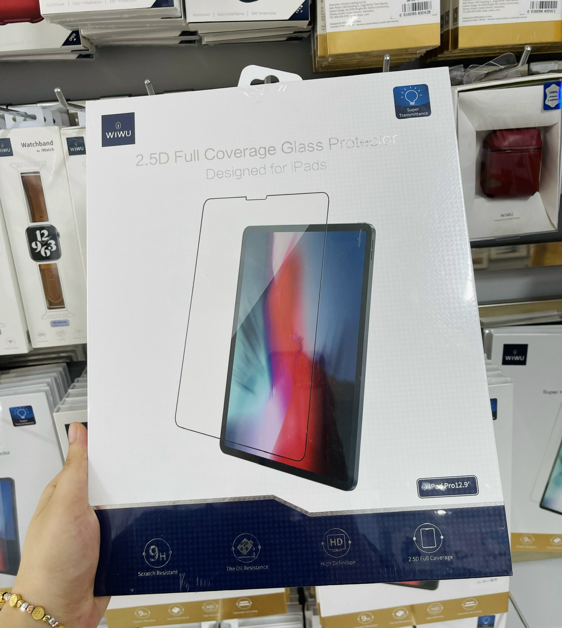 Kính Wiwu 2.5D Full Coverage Glass Protector Dành Cho Ipad Full Viền Đen Chống Vân Tay, Bề Mặt Kính Cứng 9H - Hàng Chính Hãng