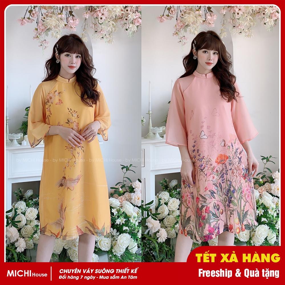 Đầm suông chữ a thắt nơ xinh màu trắng sang chảnh