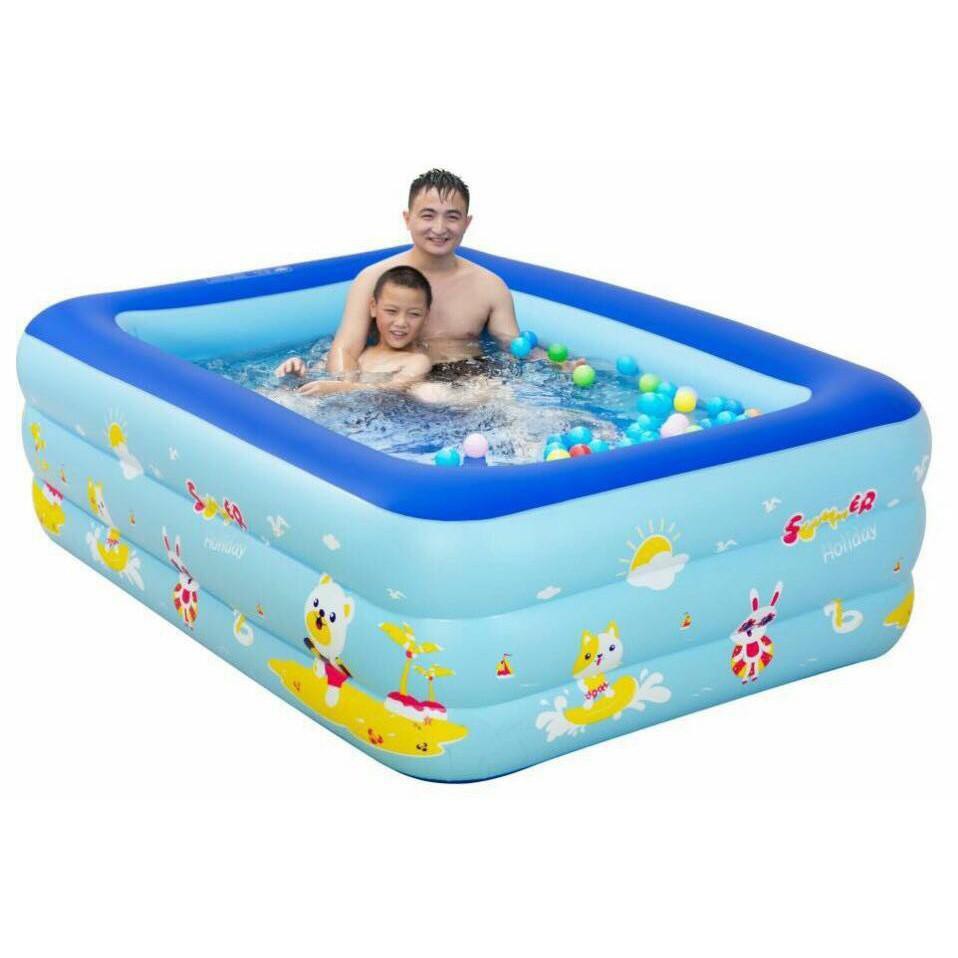 Bể Bơi Phao 3 Tầng Chữ Nhật 1,3m Cho Bé
